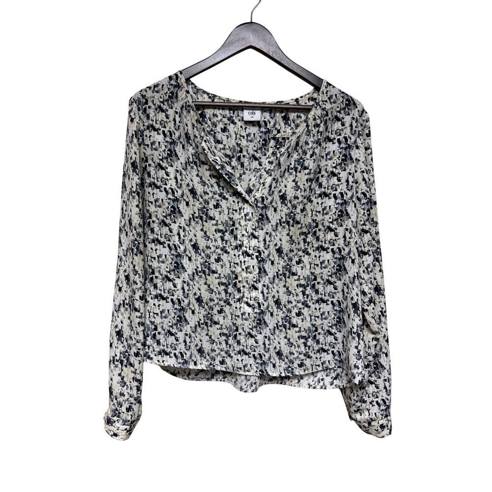 Cabi Women's Blouse Long Sleeve V-Neck Abstract Artsy Lightweight Size Medium